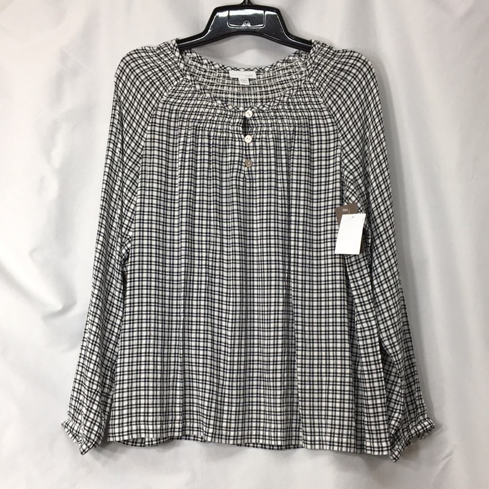 J. Jill Women’s Navy and Cream Blouse Size S Petite NEW with Tags